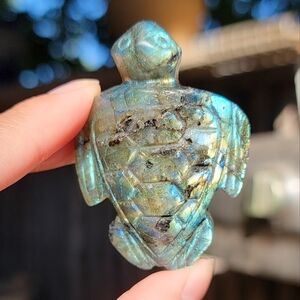 SOLD ❌️ NEW 1.6" x 2.22" FLASHY LABRADORITE TURTLE